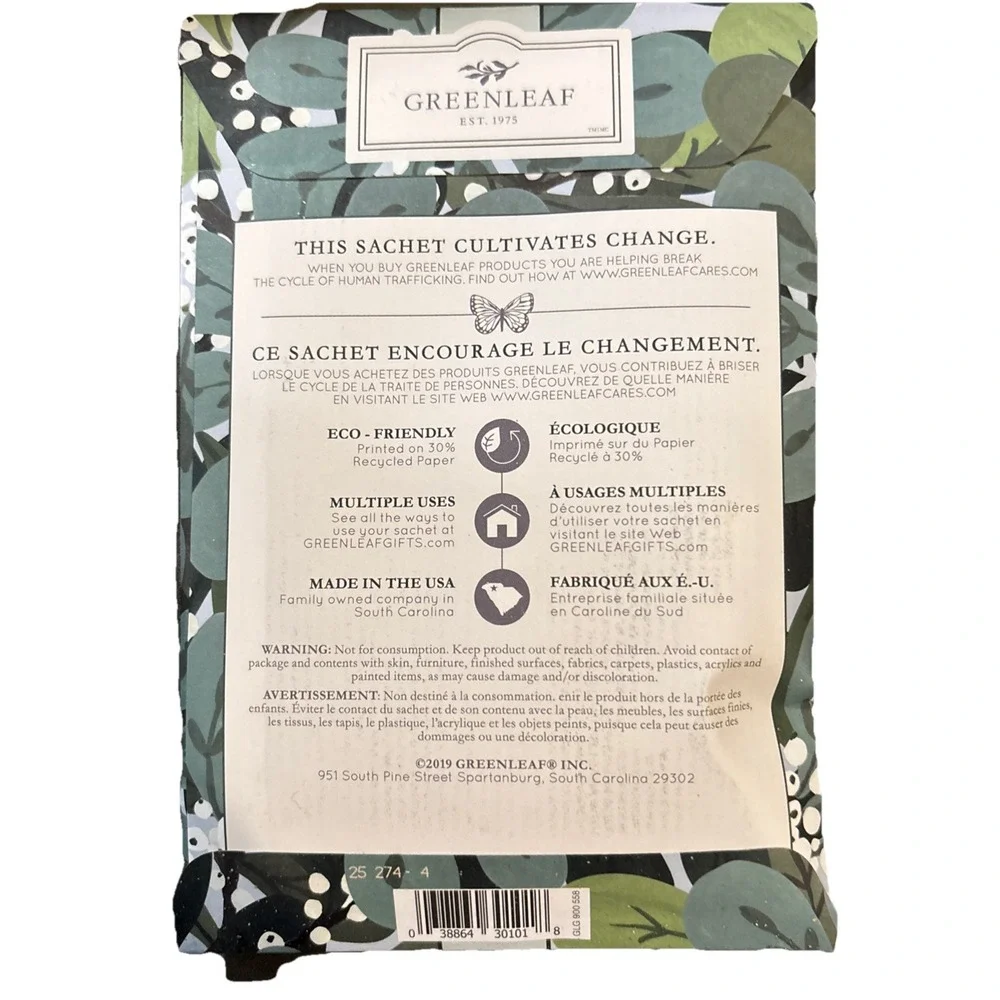 New Greenleaf Shimmering Snowberry Scented Sachets 7.0 Cu. In. 115ml